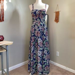 French Connection Royal Blue Floral Maxi Dress Size US 6